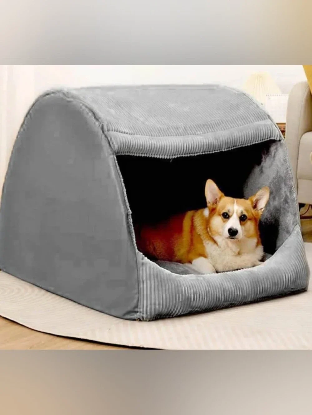 Funny Fuzzy Hooded Pet Bed- large (measurements in pics)